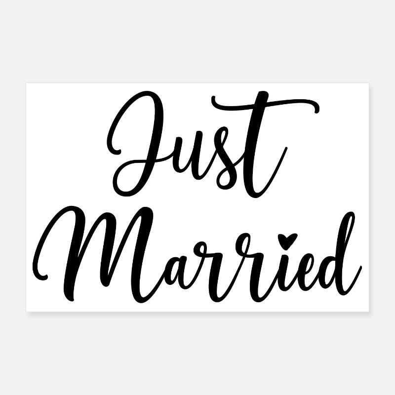 Just Married Herz Geschenkidee Poster 30x20 cm