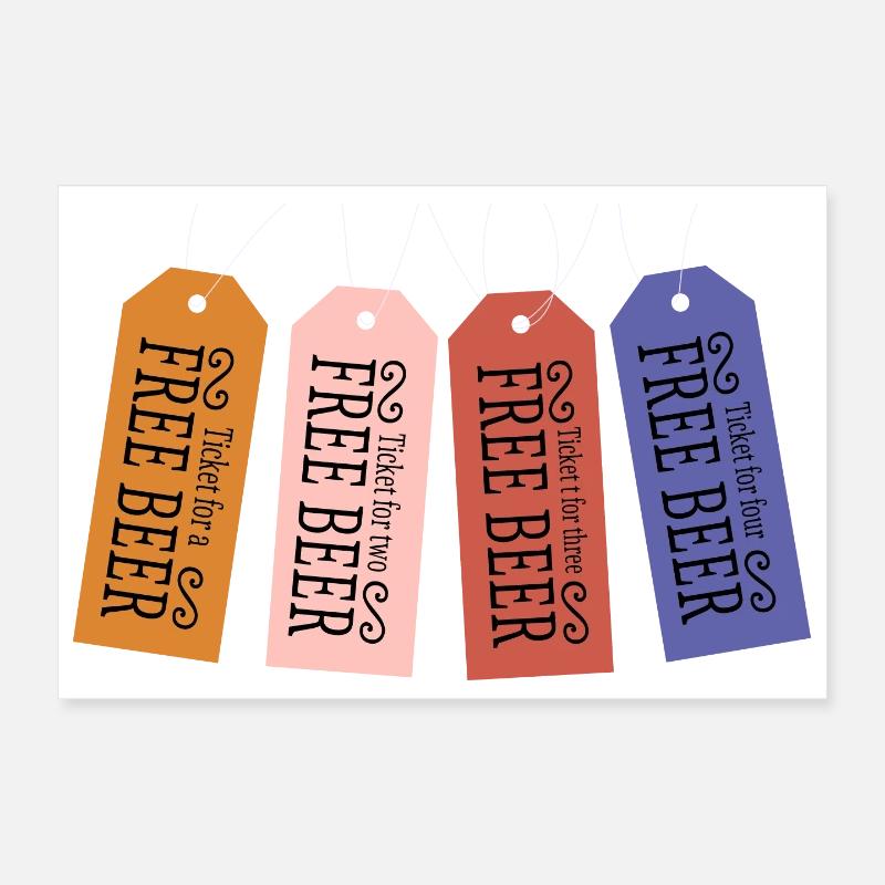 Free Beer Ticket Poster 12" x 8" (30x20 cm)