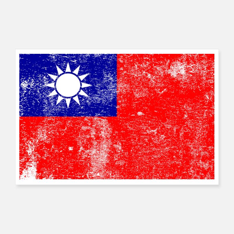 Drapeau de Taïwan Drapeau Grunge Rétro Vintage Poster 30 x 20 cm