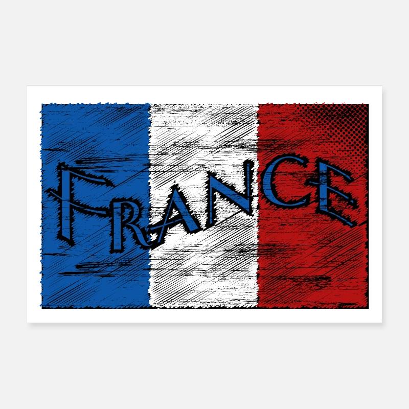 FRANCE Logo dirty flocked Poster 30x20 cm