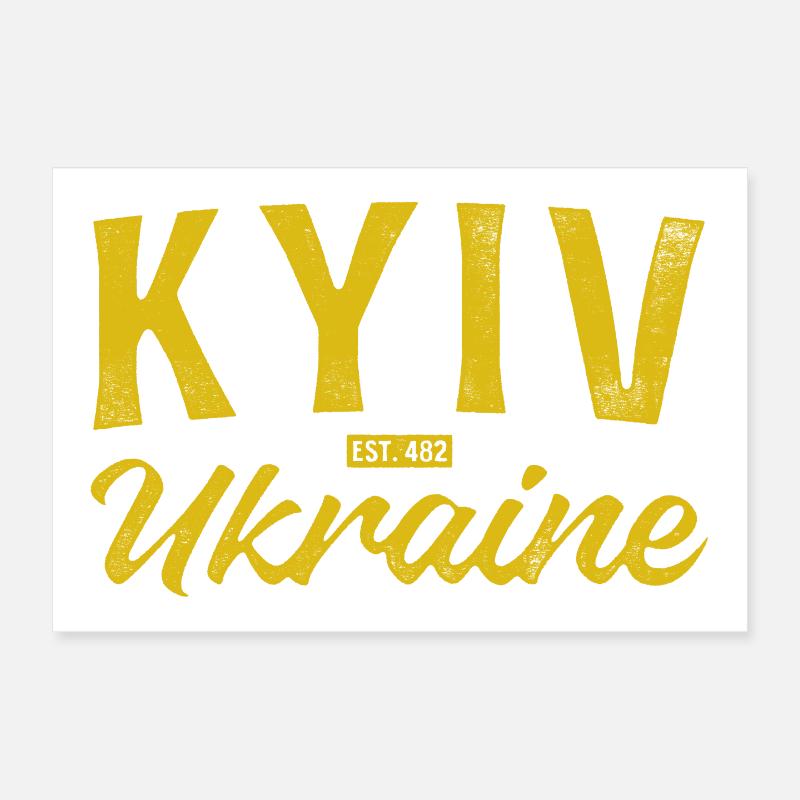 Kyiv Ukraine Gold Script Logo - Poster 30x20 cm - Weiß