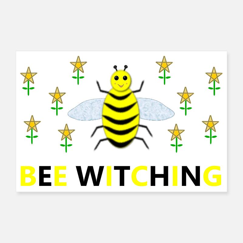 Bee Witching Pagan Bee and Pentacle Daffodils Poster 12" x 8" (30x20 cm)