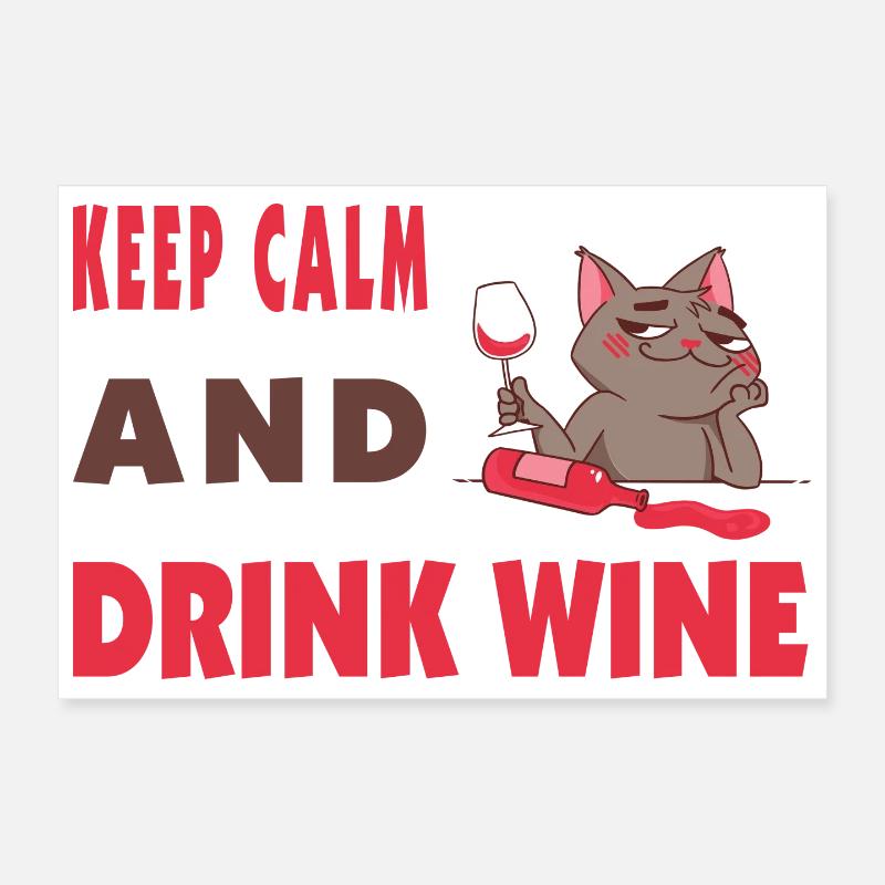 Keep calm and drink wine Poster 12" x 8" (30x20 cm)