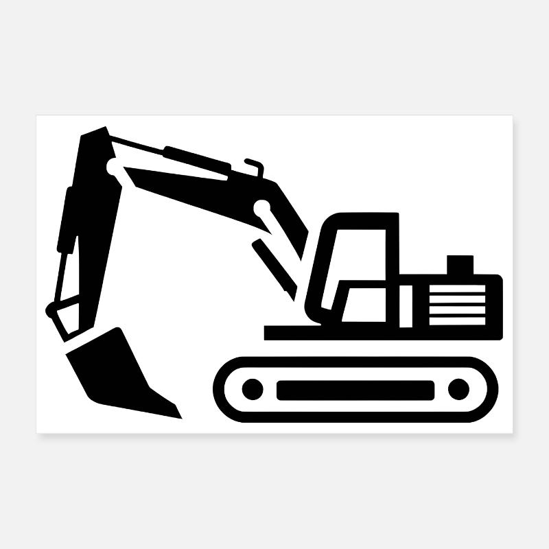 Bagger-Konturen: Silhouette eines Baugeräteführers Poster 30x20 cm