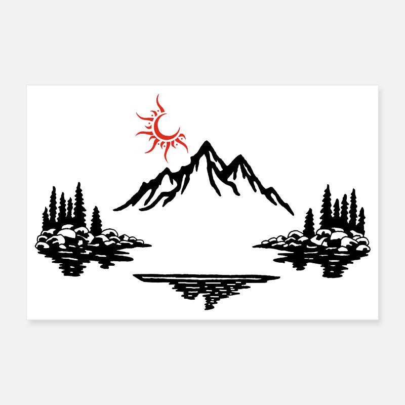 Black Mountain Landscape Poster 12" x 8" (30x20 cm)