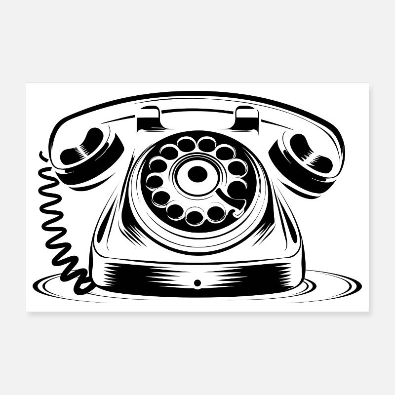 Dessin de téléphone à l’ancienne Poster 30 x 20 cm