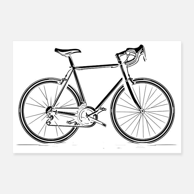 Bicycle Line Drawing Poster 12" x 8" (30x20 cm)