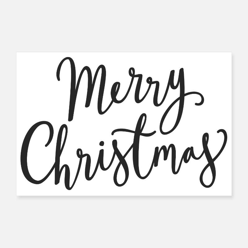 Merry Christmas Script Noir Poster 30 x 20 cm
