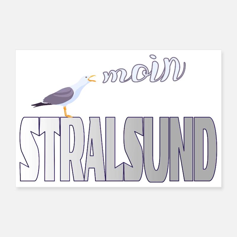 Stralsund Möwe & Moin Ostsee Poster 30x20 cm
