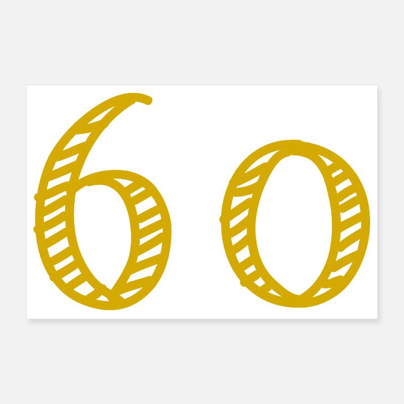 60. 60 YEARS. 60th ANNIVERSARY. 60TH BIRTHDAY. Poster 12" x 8" (30x20 cm)