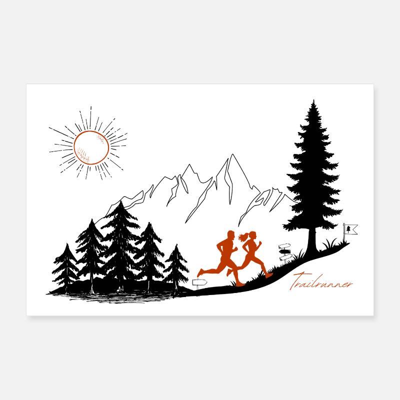 Trail Runner Gift Runner Mountains T-Shirt Pullover Hoodie Poster 12" x 8" (30x20 cm)