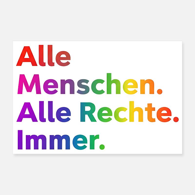 All People All Rights Always Statement Poster 12" x 8" (30x20 cm)