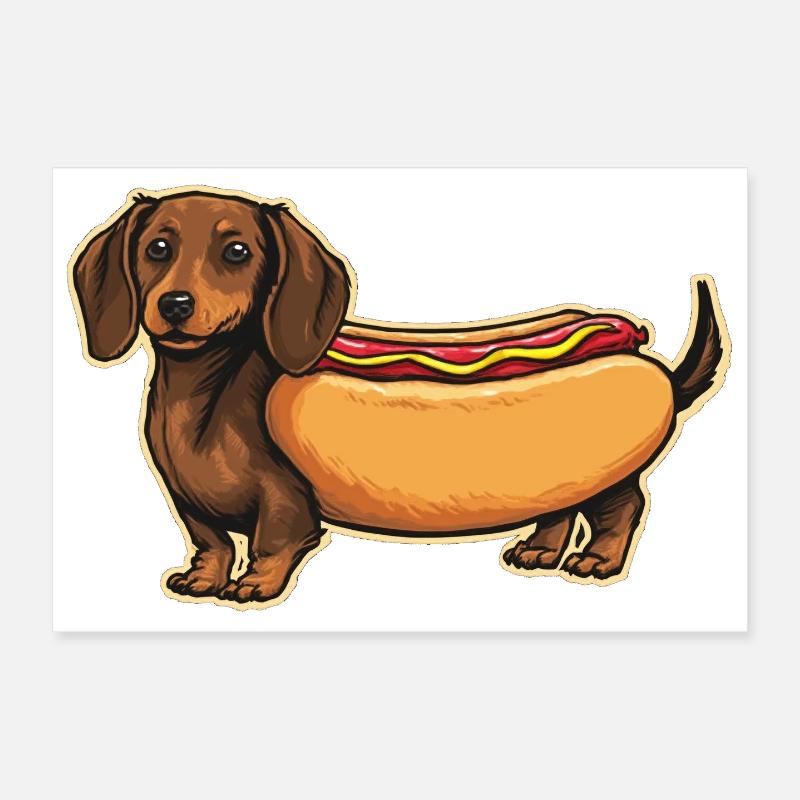 Collant en pain de hot-dog teckel mignon Poster 30 x 20 cm