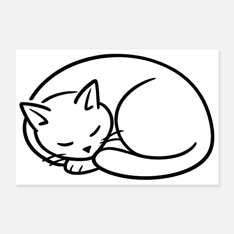 Étude de la lignée du chat endormi Poster 30 x 20 cm