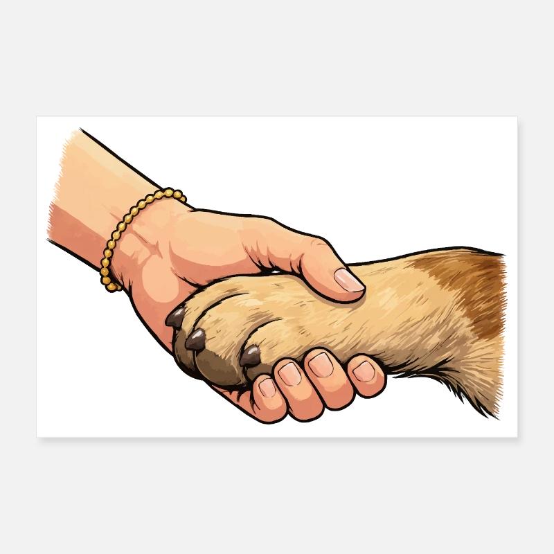 Paw-friendly handshake Poster 12" x 8" (30x20 cm)