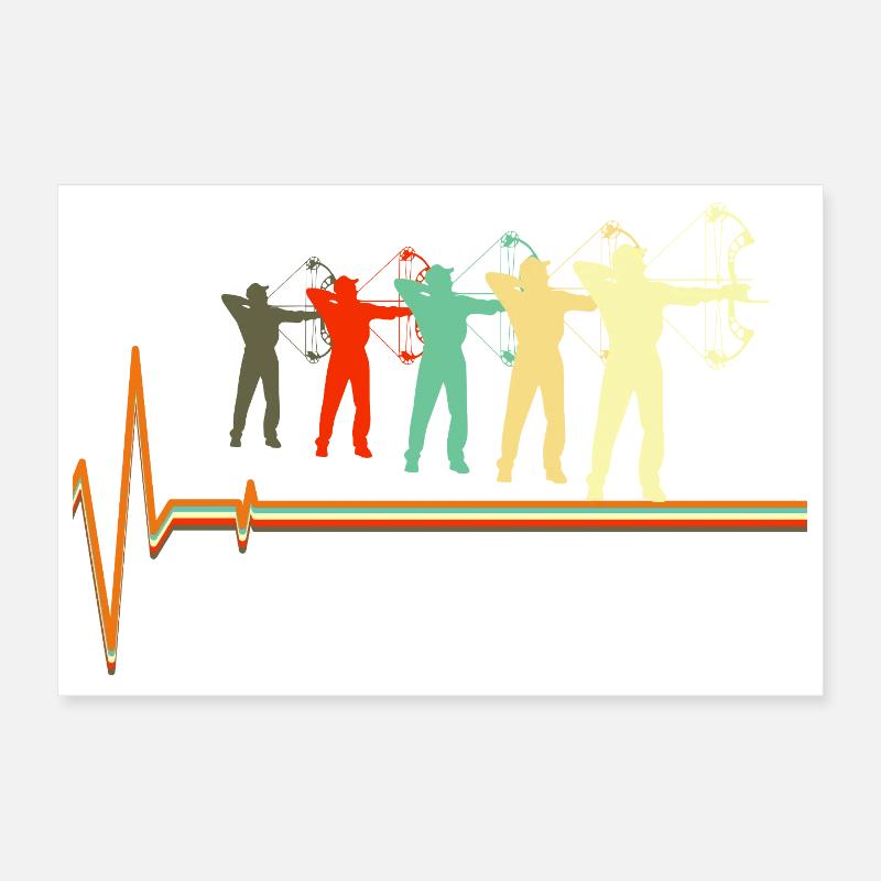 Bogenjagd-Herzschlag-Retro-Bogenschützen-Silhouette Poster 30x20 cm