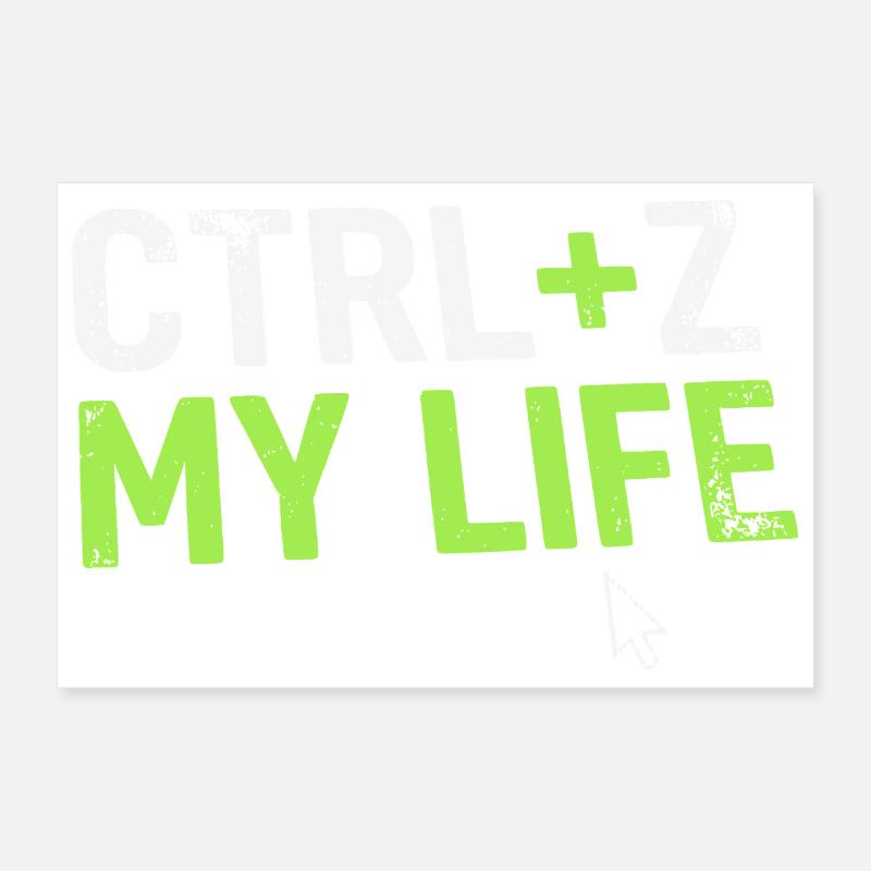 Developer Fun Shirt, CTRL + Z My Life  Poster 30x20 cm