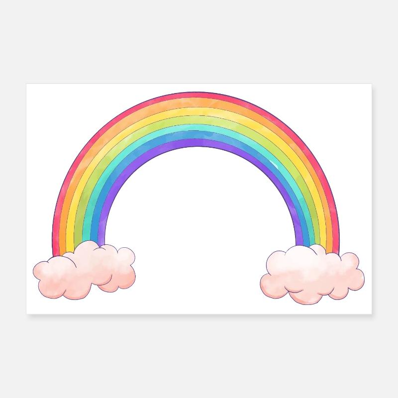 Regenbogenbogen mit Wolken Poster 30x20 cm
