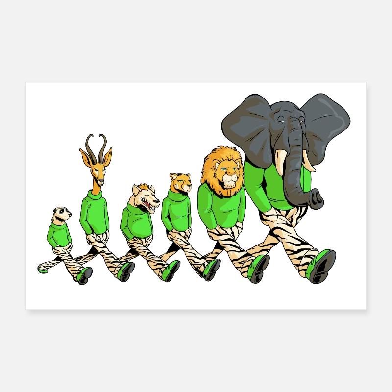Savannah animals on a walk Poster 12" x 8" (30x20 cm)