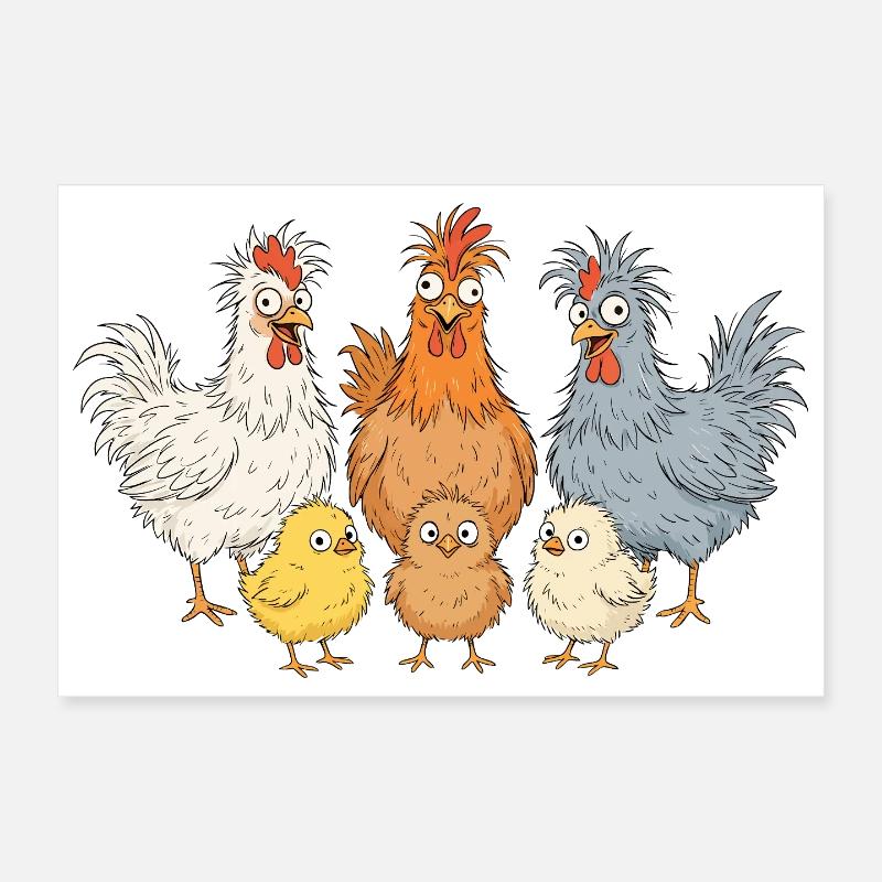 Famille Crazy Chicken Poster 30 x 20 cm