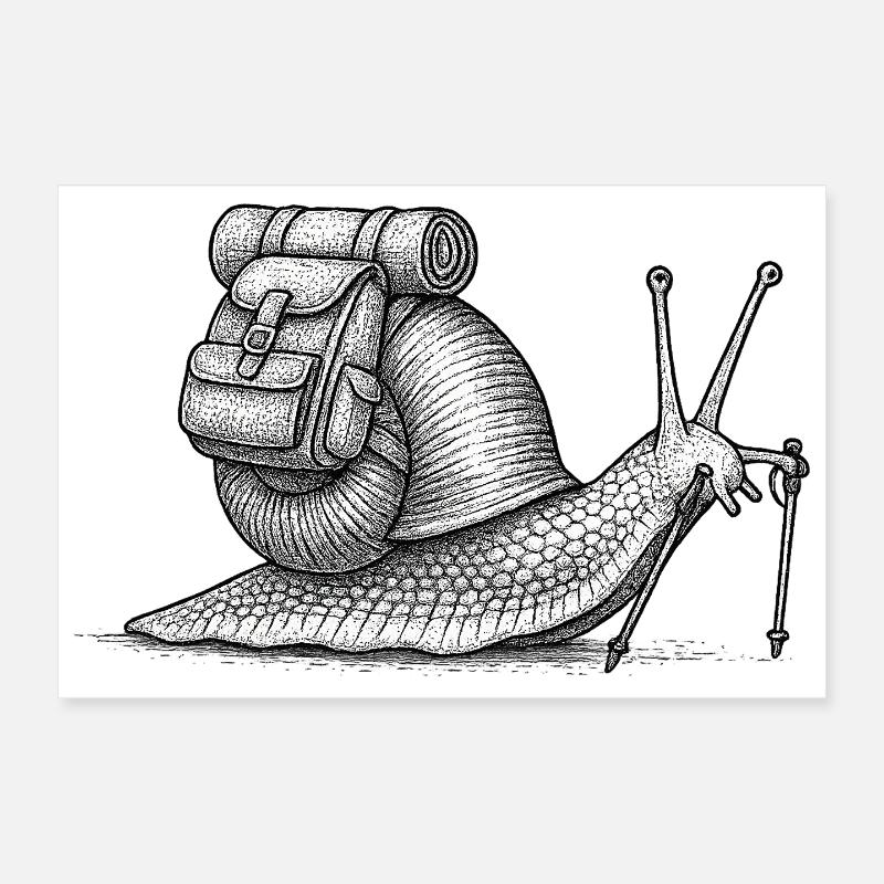 Trekker escargot avec la meute Poster 30 x 20 cm