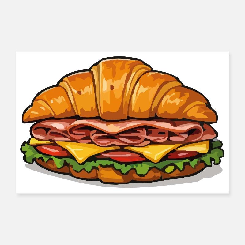 Kroissant Sandwich Motif Poster 12" x 8" (30x20 cm)