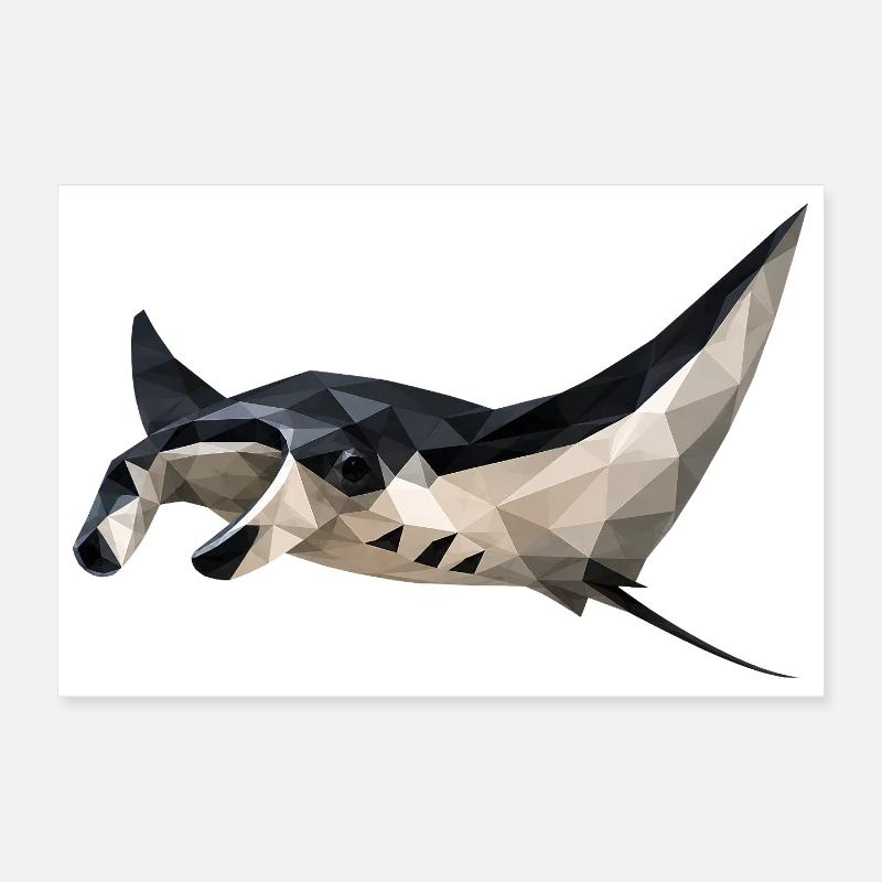 Geometrischer Mantarochen Kunstdruck Poster 30x20 cm