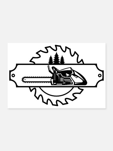 Kettensäge Axt Förster Holzfäller Säge Ketten Holz - Poster 30x20 cm - Weiß - Vorne