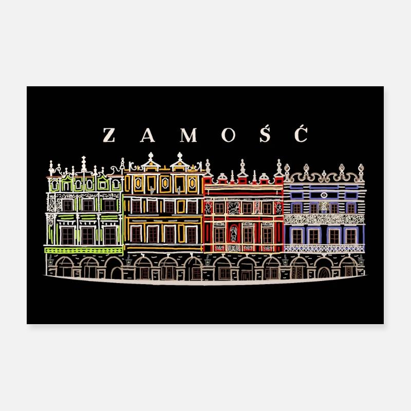 Zamosc, Poland World Heritage Site Drawing Poster 24" x 16" (60x40 cm)