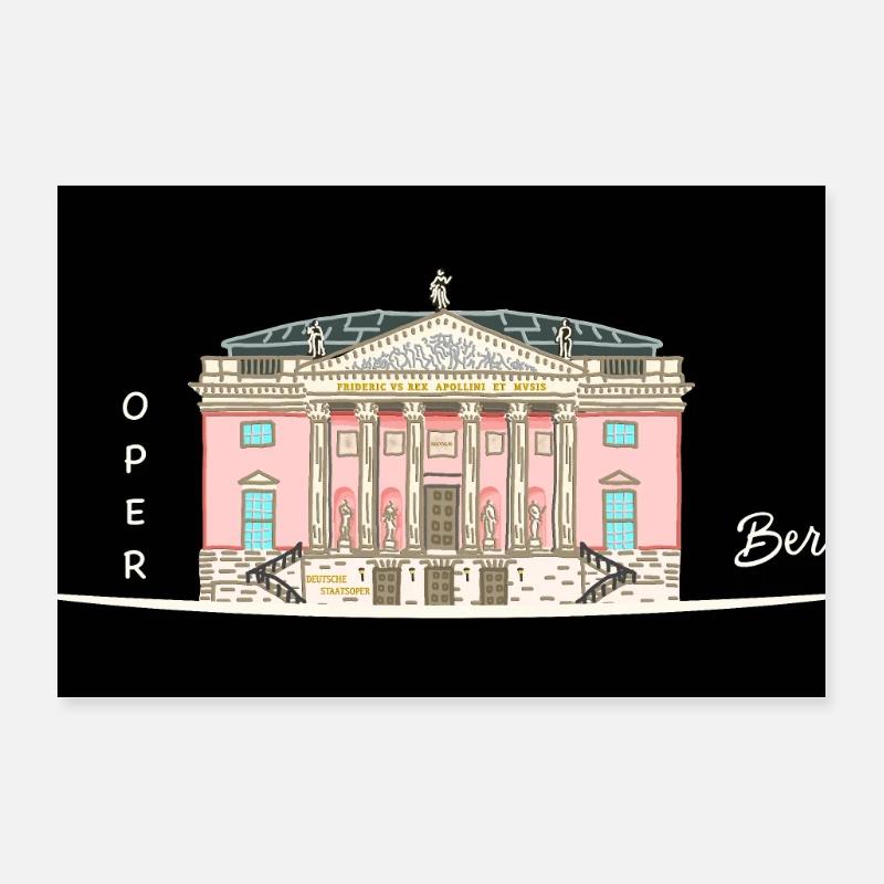 Berlin, Oper unter den Linden, Drawing Poster 24" x 16" (60x40 cm)