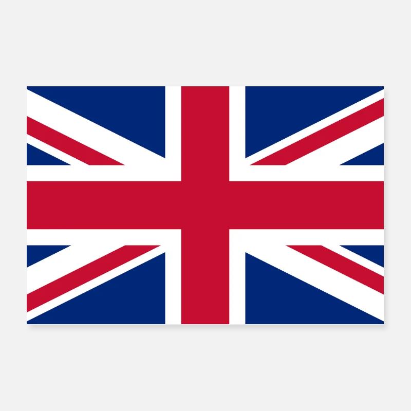 Red White Blue British Union Jack Flag Poster 24" x 16" (60x40 cm)