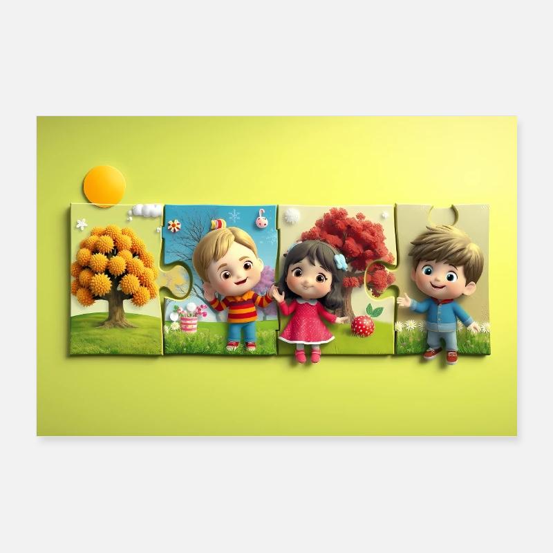 Aventure Enfants Puzzle Multicolore Poster 60 x 40 cm