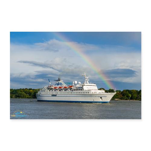 SuK Bild - MS Delphin auf der Elbe mit Regenbogen - Poster 60x40 cm