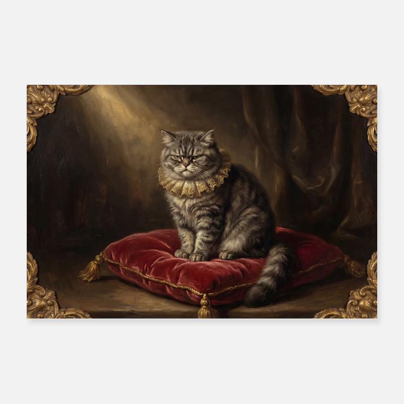 Pose du chat royal dans un cadre baroque Poster 60 x 40 cm