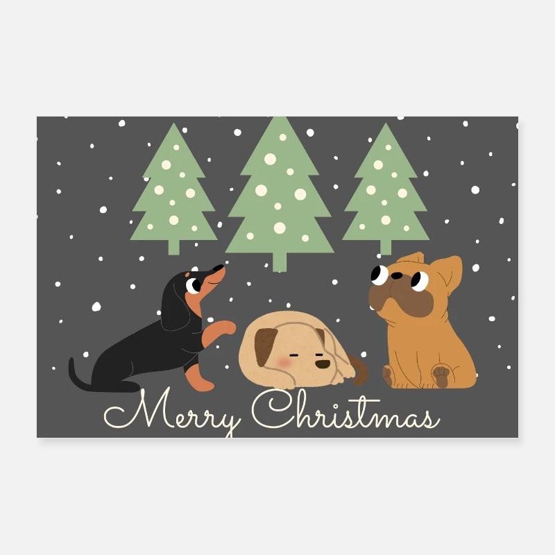 Joyeux Chiens de Noël pour tous Poster 60 x 40 cm