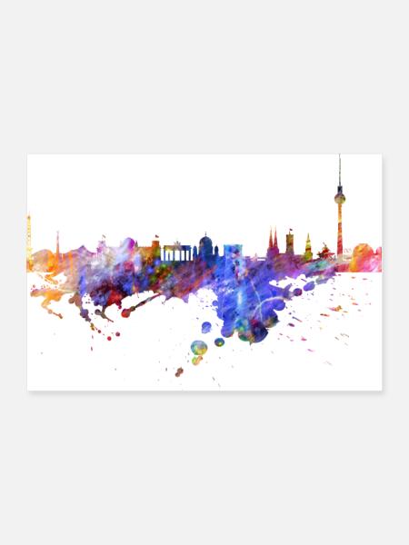 Berlin Skyline - Poster 60x40 cm - Weiß