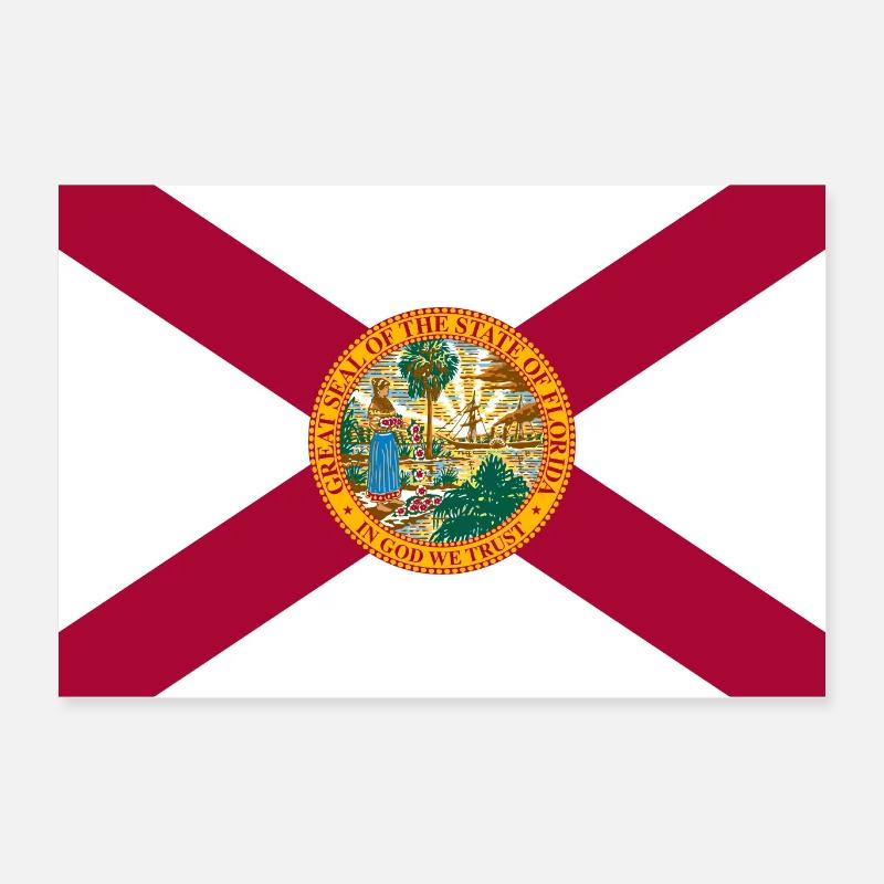 Drapeau de la Floride - Poster 60 x 40 cm - blanc