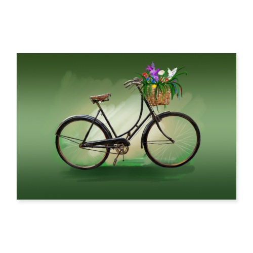 Fahrrad mit Blumen - Poster 60x40 cm