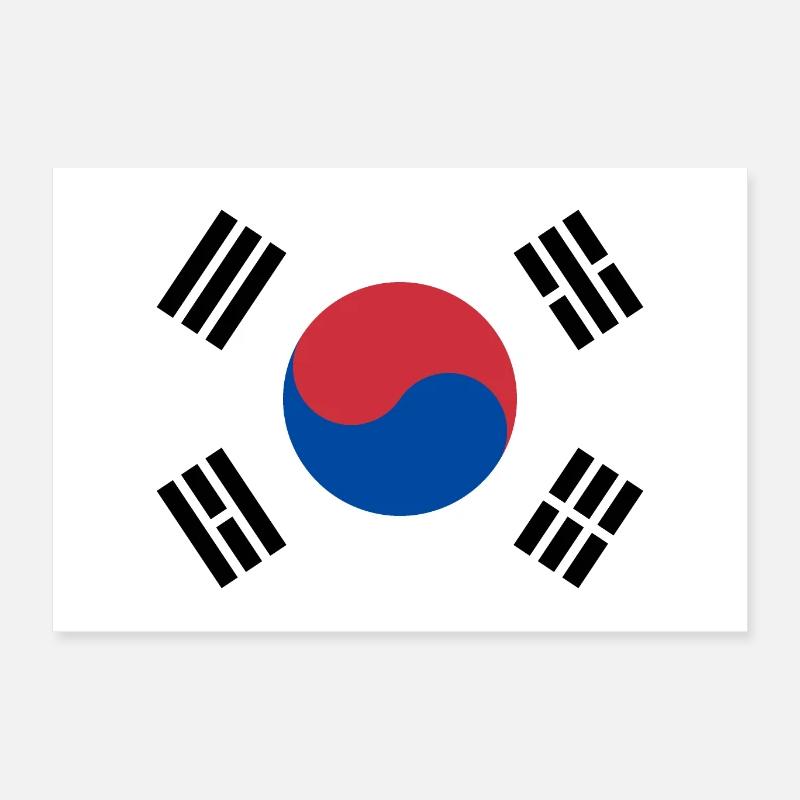 Affiche de Corée du Sud 90x60cm - Poster 60 x 40 cm - blanc