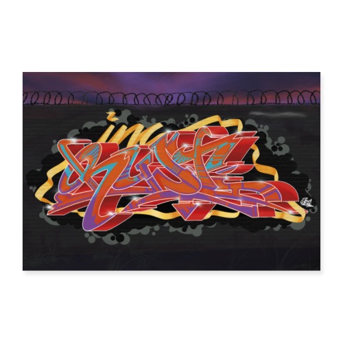 Rusty Rust Graffiti Night - Poster 60x40 cm