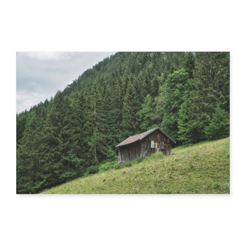 Poster Hütte Alpen Wald Allgäu - Poster 60x40 cm