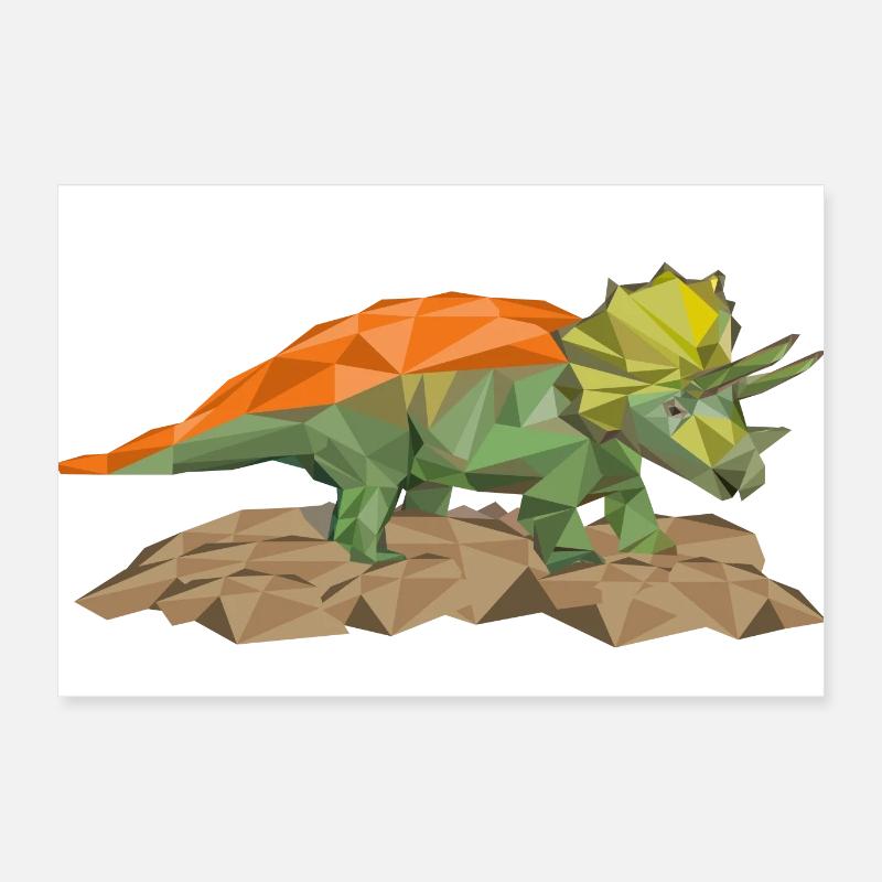 Triceratops Dino im Polygonstil Poster 60x40 cm