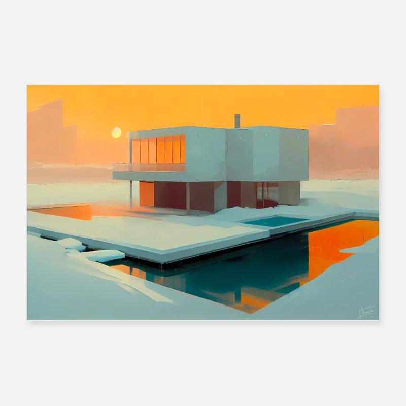 Modern house in winter 004 Poster 24" x 16" (60x40 cm)