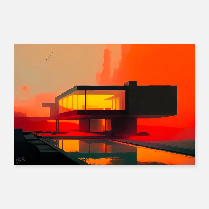 Modern house in winter 009 Poster 24" x 16" (60x40 cm)