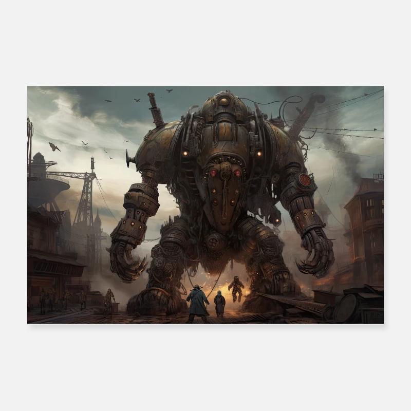 Juggernaut from Hell visite Steampunk World - Poster 60 x 40 cm - blanc