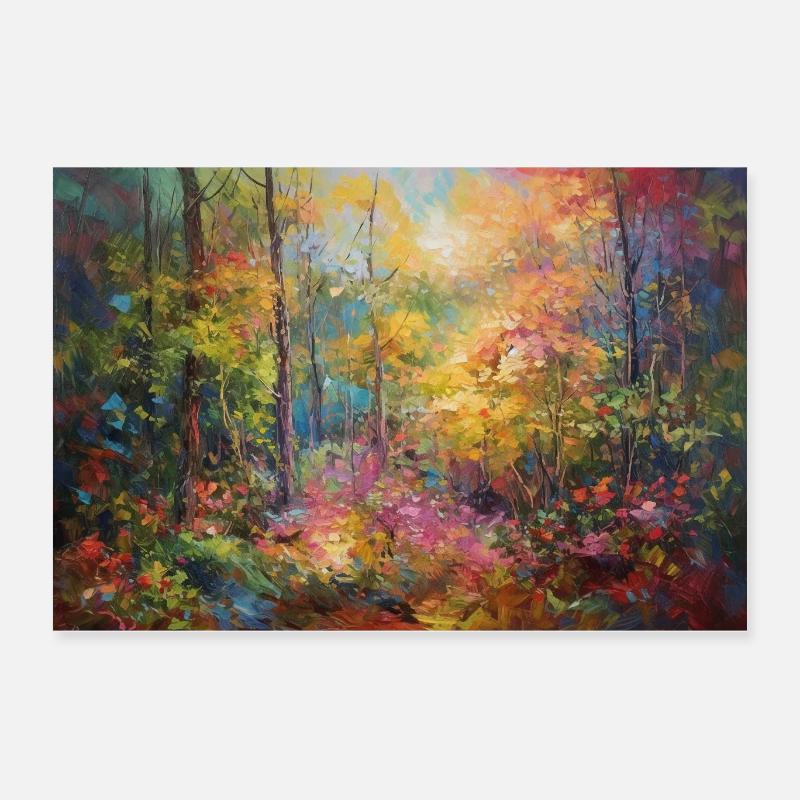 Magic Forest Artiste abstrait coloré Poster 60 x 40 cm