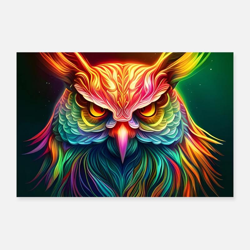 Hibou psychédélique Poster 60 x 40 cm