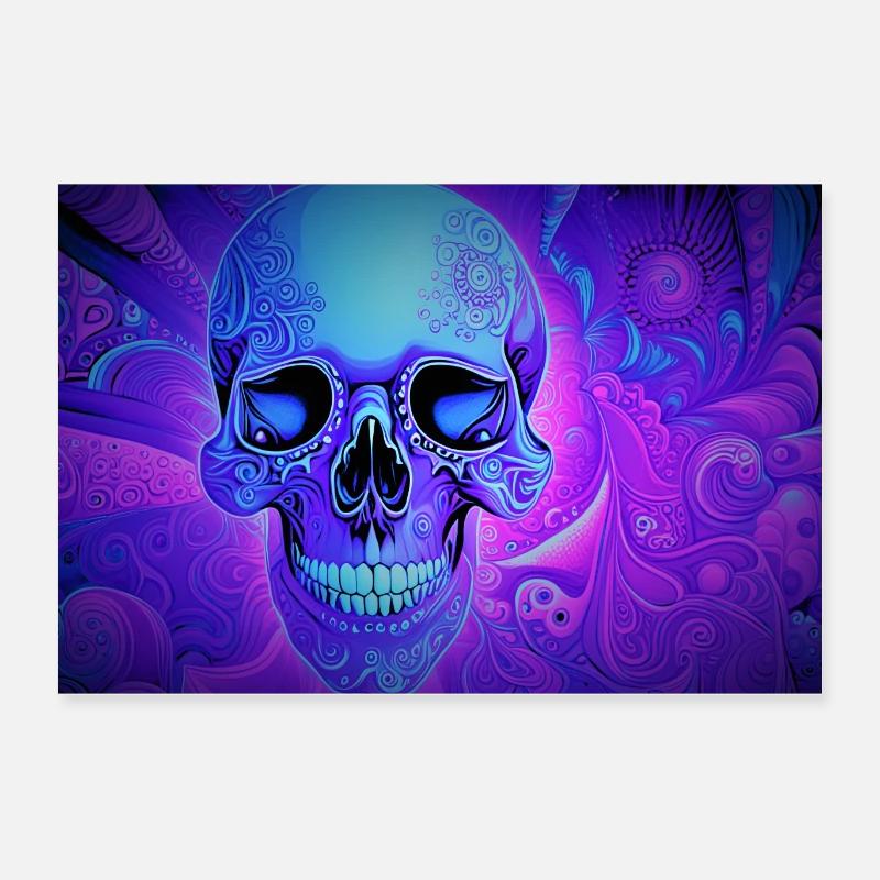 Blue Skull - Poster 60x40 cm - Weiß