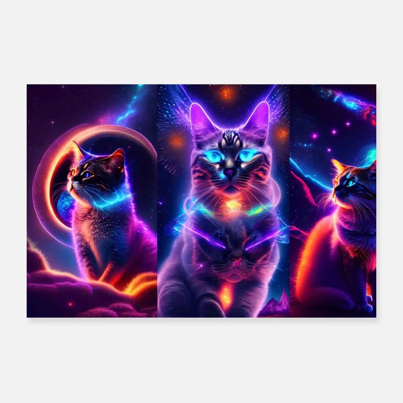 Cosmocats Purples Poster 24" x 16" (60x40 cm)