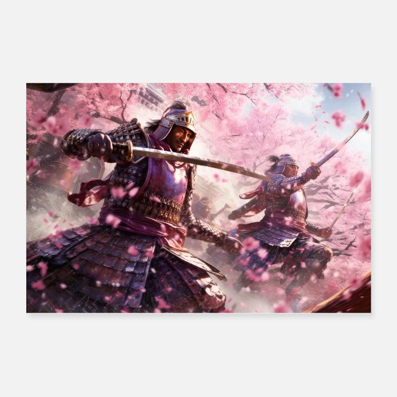 Samurai Cherry Blossom Poster 24" x 16" (60x40 cm)